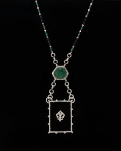 19.74 Carat Emerald and Black Onyx Necklace