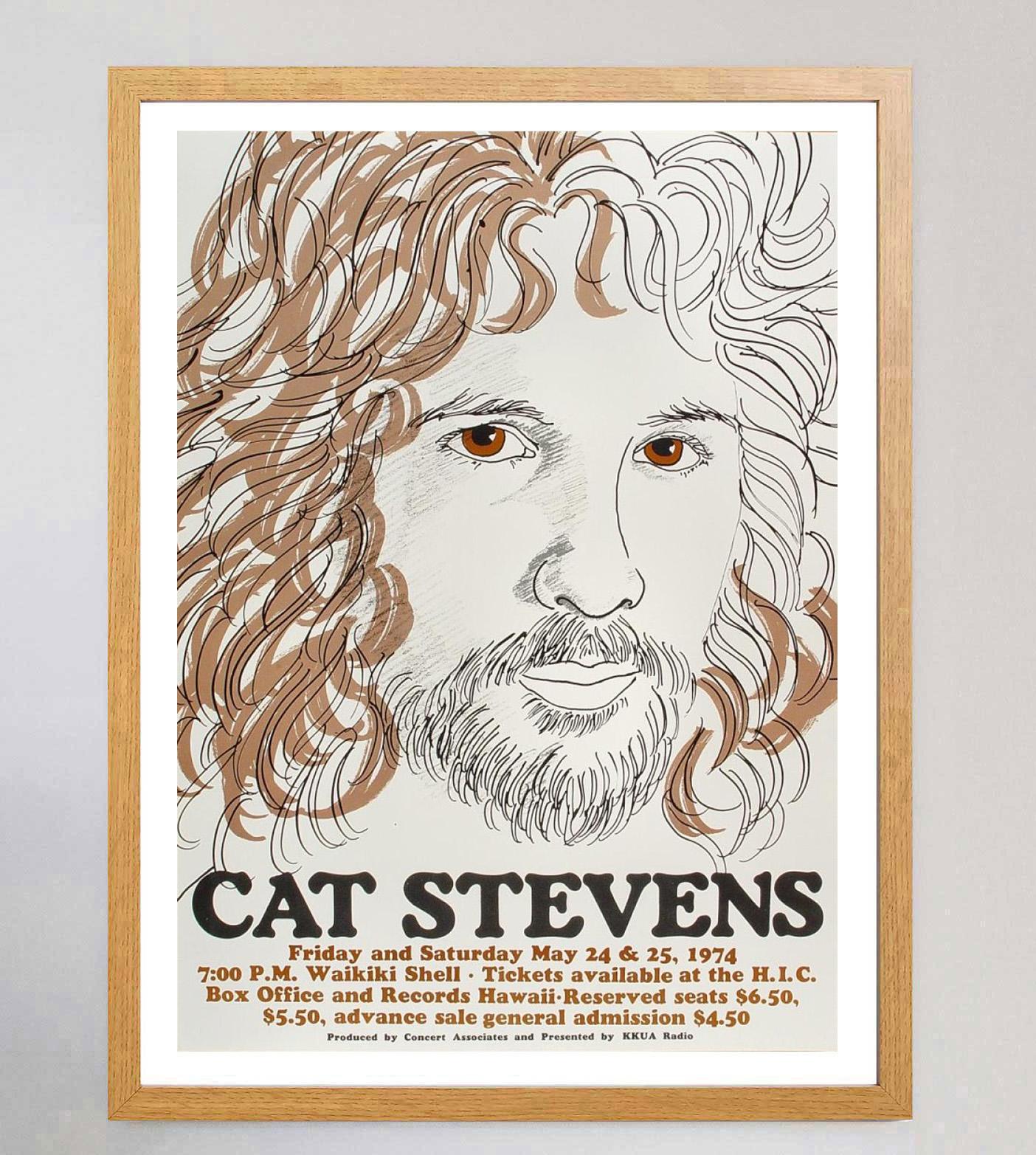 1974 Cat Stevens - Hawaii Poster originale d'epoca In condizioni buone in vendita a Winchester, GB
