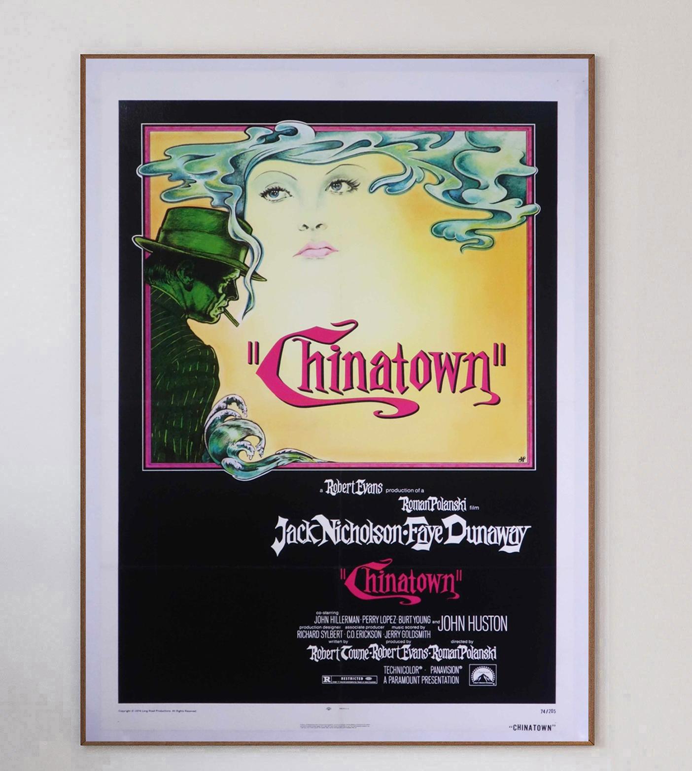 Chinatown is a 1974 American neo-noir mystery film directed by Roman Polanski from a screenplay by Robert Towne, starring Jack Nicholson and Faye Dunaway. The film is considered one of the greats of the later 20th century, nominated for 11