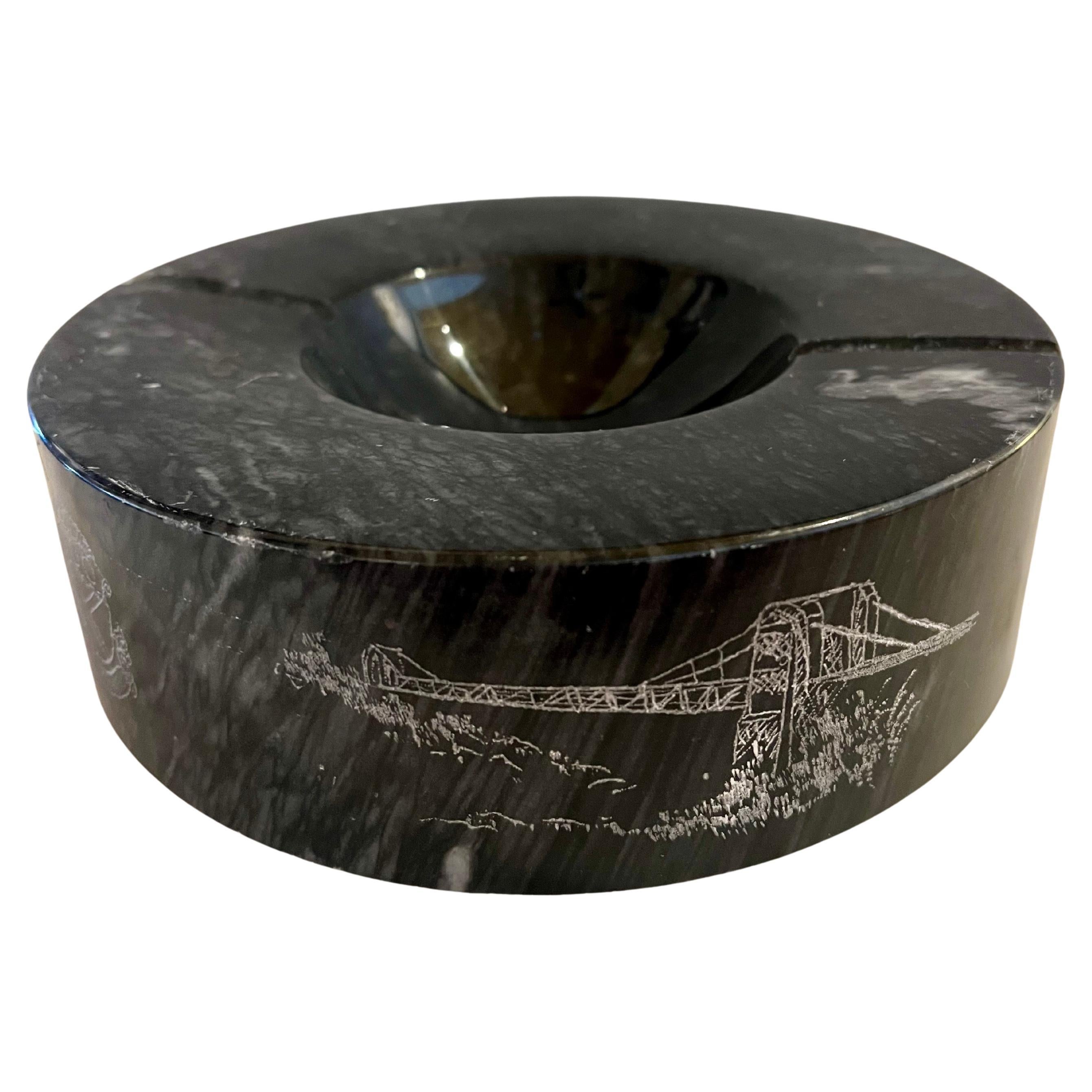 1974 Commemorative Bel Air Bridge Solid Massive Marble Ashtray Catch it All Bowl 2