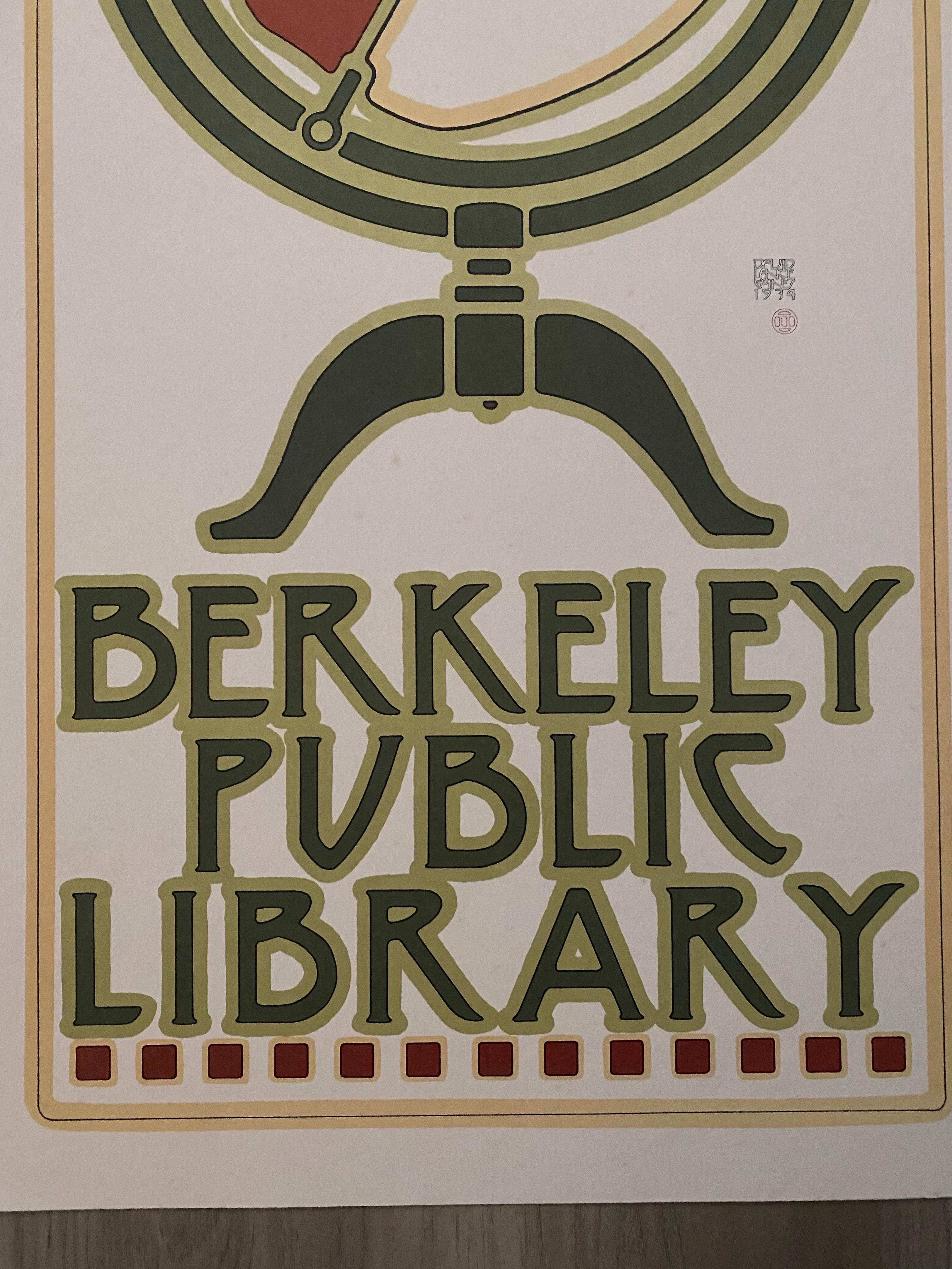 Américain Lithographie de la bibliothèque publique de Berkeley de 1974 de David Lance Goines en vente