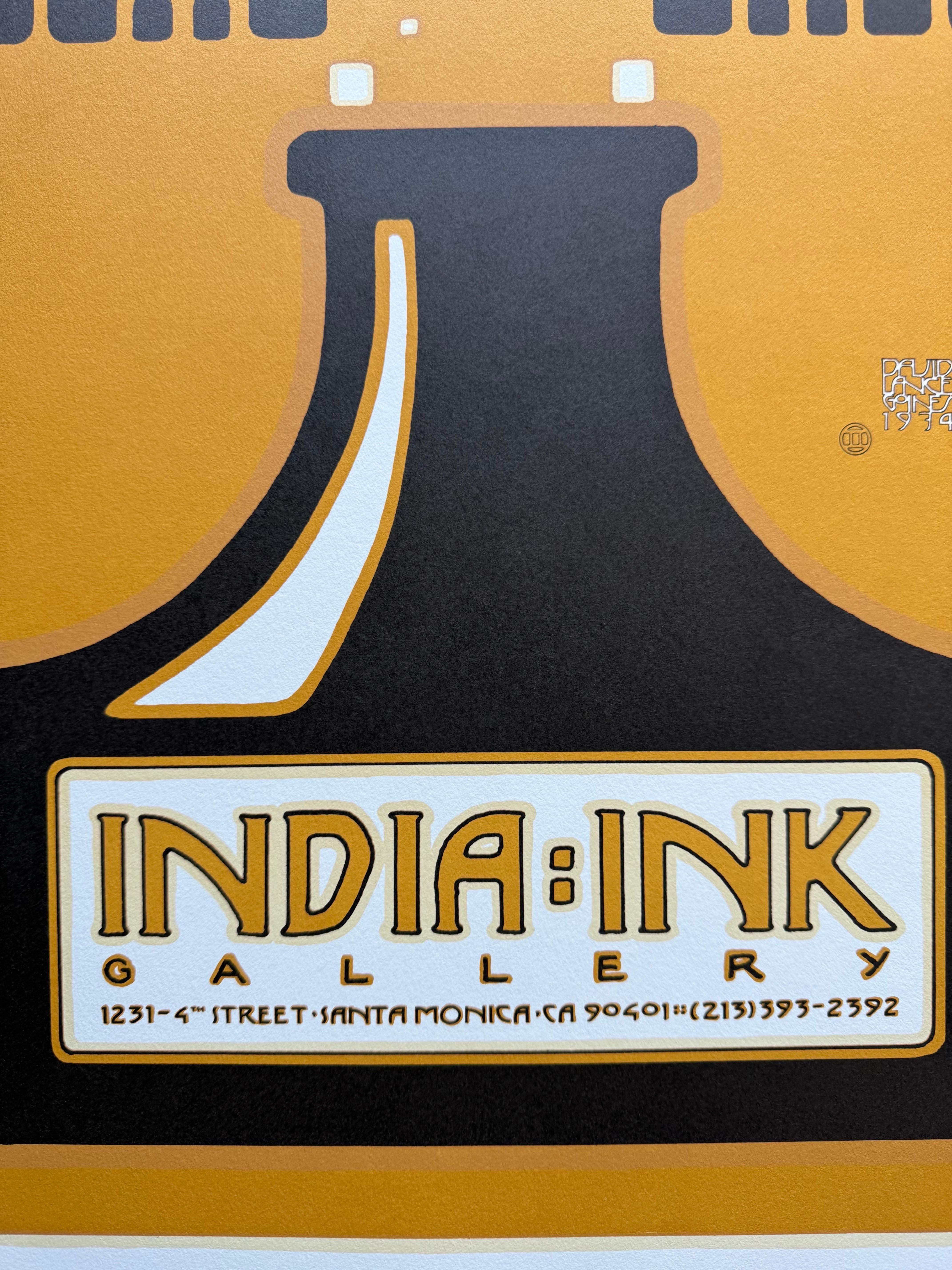 Moderne 1974 David Lance Goines India Ink Gallery Print, Santa Monica Ca. en vente