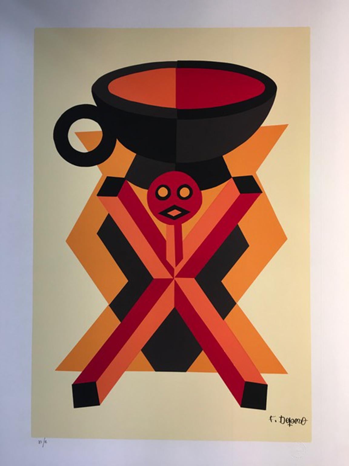 This Fortunato Depero wonderful serigraphy is a multiple of 250 printed by the authorization of Museum of Depero in Rovereto. This is number XI (eleven).

Fortunato Depero was a Master of the Italian Futurism.
The full colors have a thick as in a