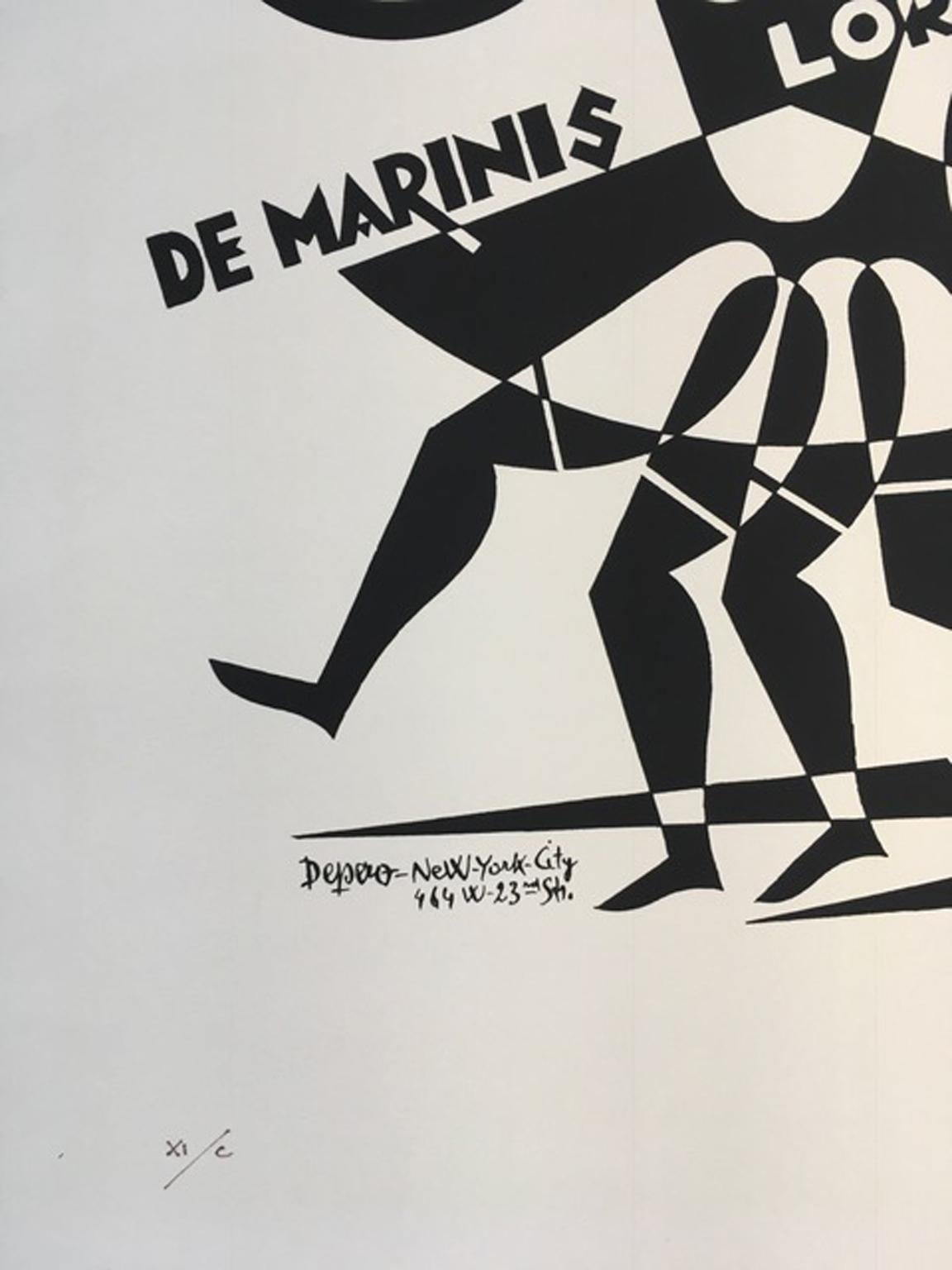 This Fortunato Depero wonderful serigraphy is a multiple of 250 printed by the authorization of Museum of Depero in Rovereto. This is number XI (eleven).

Fortunato Depero was a Master of the Italian Futurism.
The black color has a thick as in a