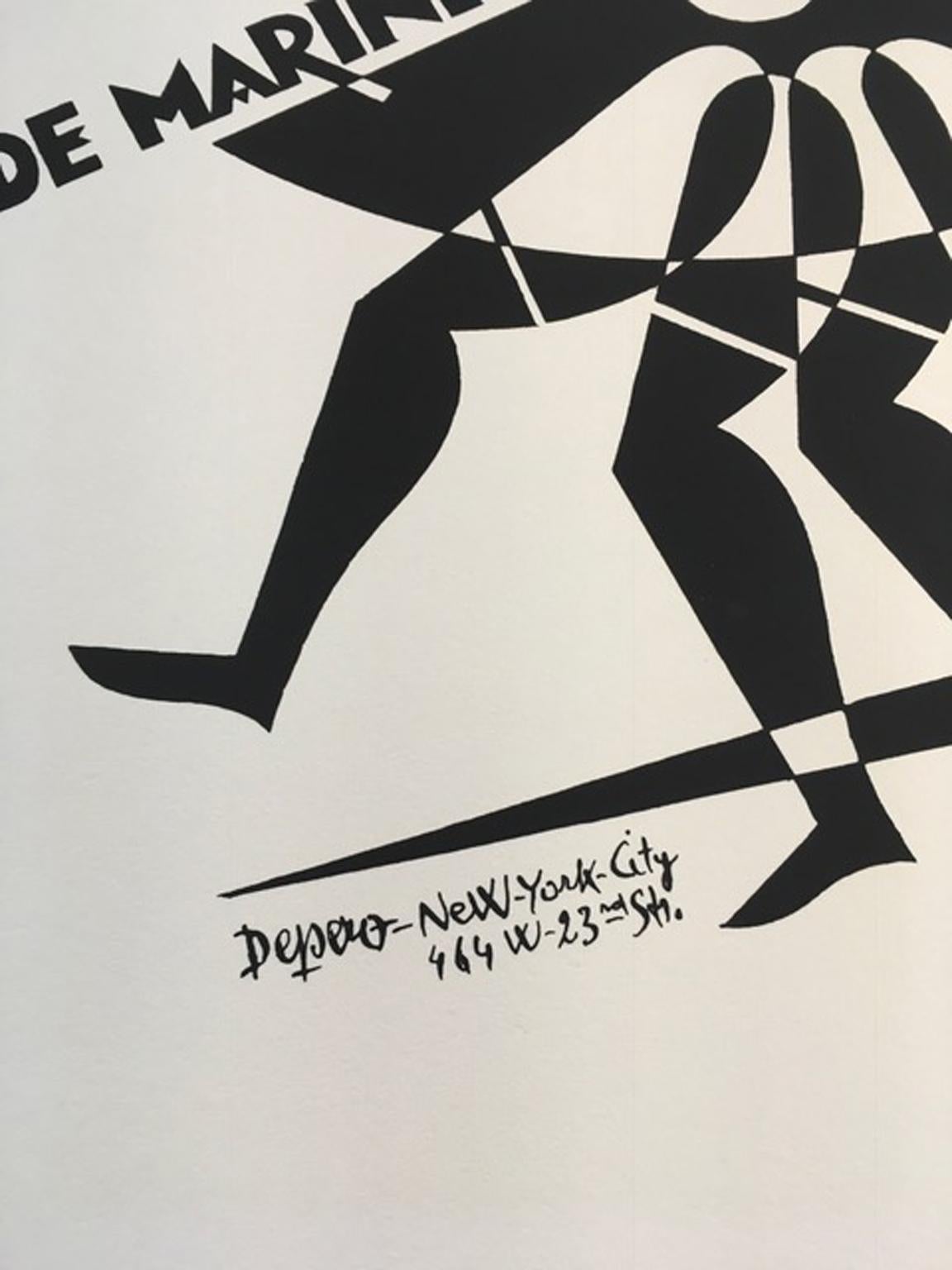 20th Century Italy Post Modern 1974 Depero Futurism Black White Serigraphy Numbered Edition