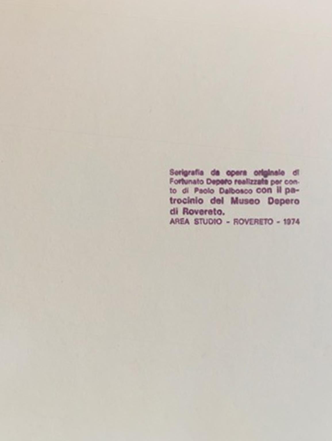 Italien 1974 Postmoderner Depero Mehrfarbiger Druck auf Papier, nummerierte Auflage (20. Jahrhundert) im Angebot