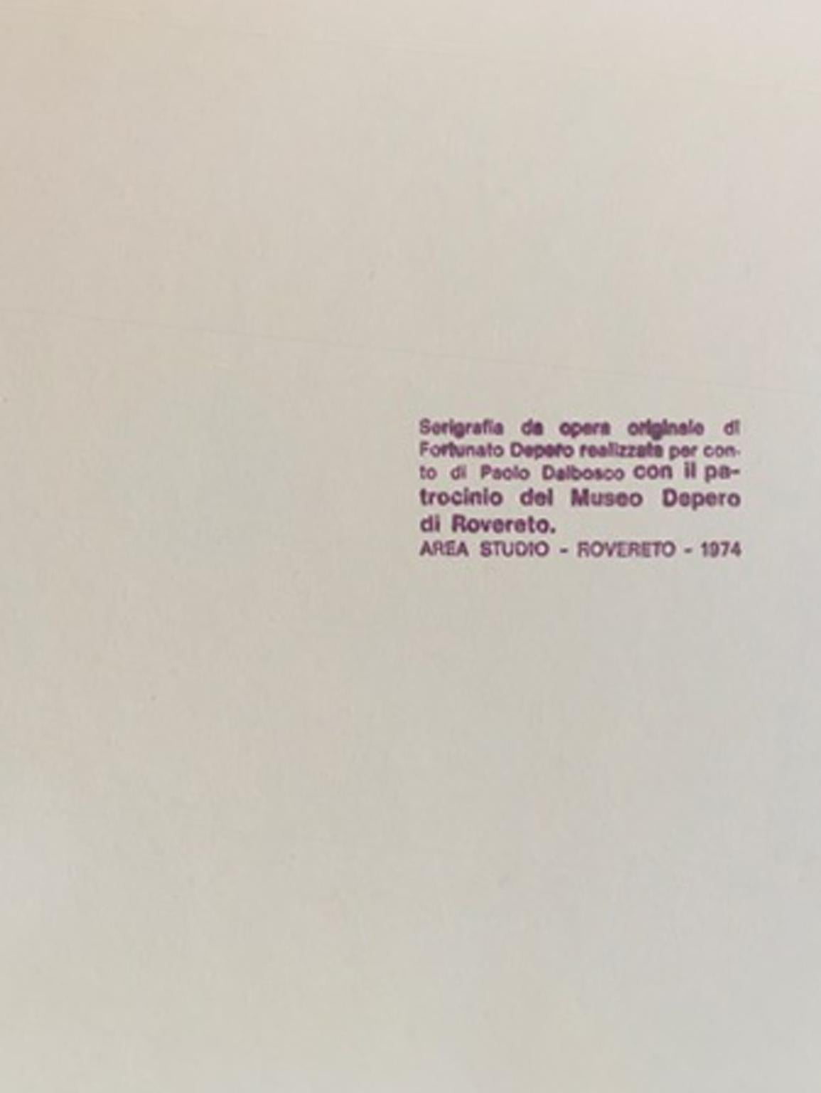 XX secolo Italia 1974 Post-Modern Depero Stampa multicolore su carta I Gemelli in vendita
