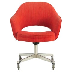 1974 Eero Saarinen for Knoll Rolling Executive Office Chairs Original Red Fabric