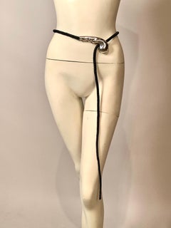 1974 Elsa Peretti Sterling Silver Whip Buckle with Braided Leather Belt