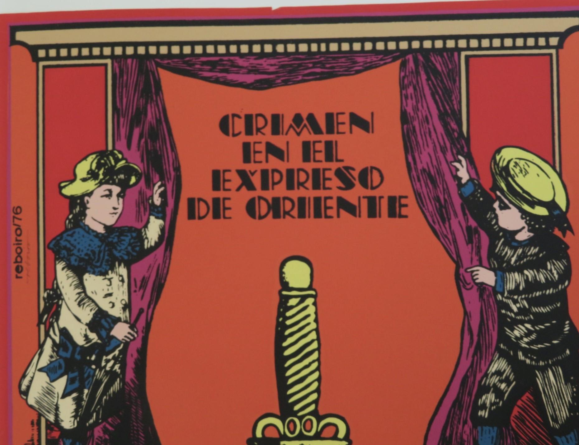 Modern 1974 Film Murder on the Orient Express Vintage Movie Silkscreen Poster Cuba 1976 For Sale
