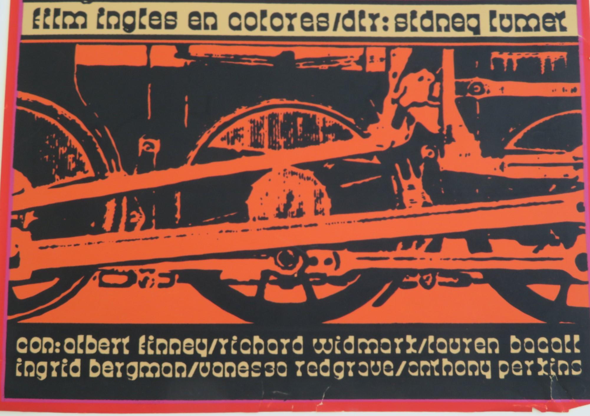 1974 Film Murder on the Orient Express, Vintage-Film, Siebdruckplakat, Kuba 1976 im Zustand „Gut“ im Angebot in Miami, FL