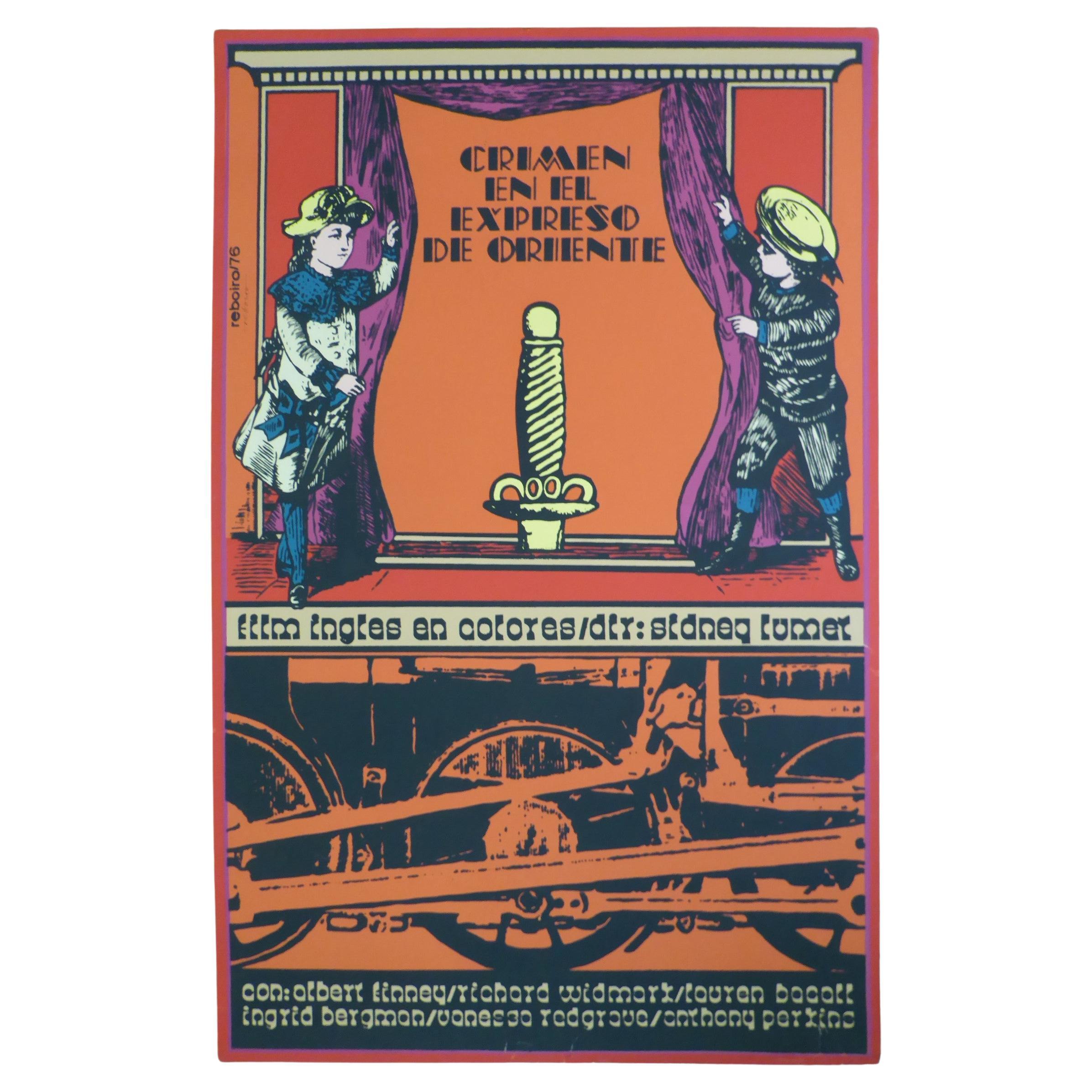 1974 Film Murder on the Orient Express Vintage Movie Silkscreen Poster Cuba 1976