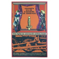 1974 Film Murder on the Orient Express Vintage Movie Silkscreen Poster Cuba 1976