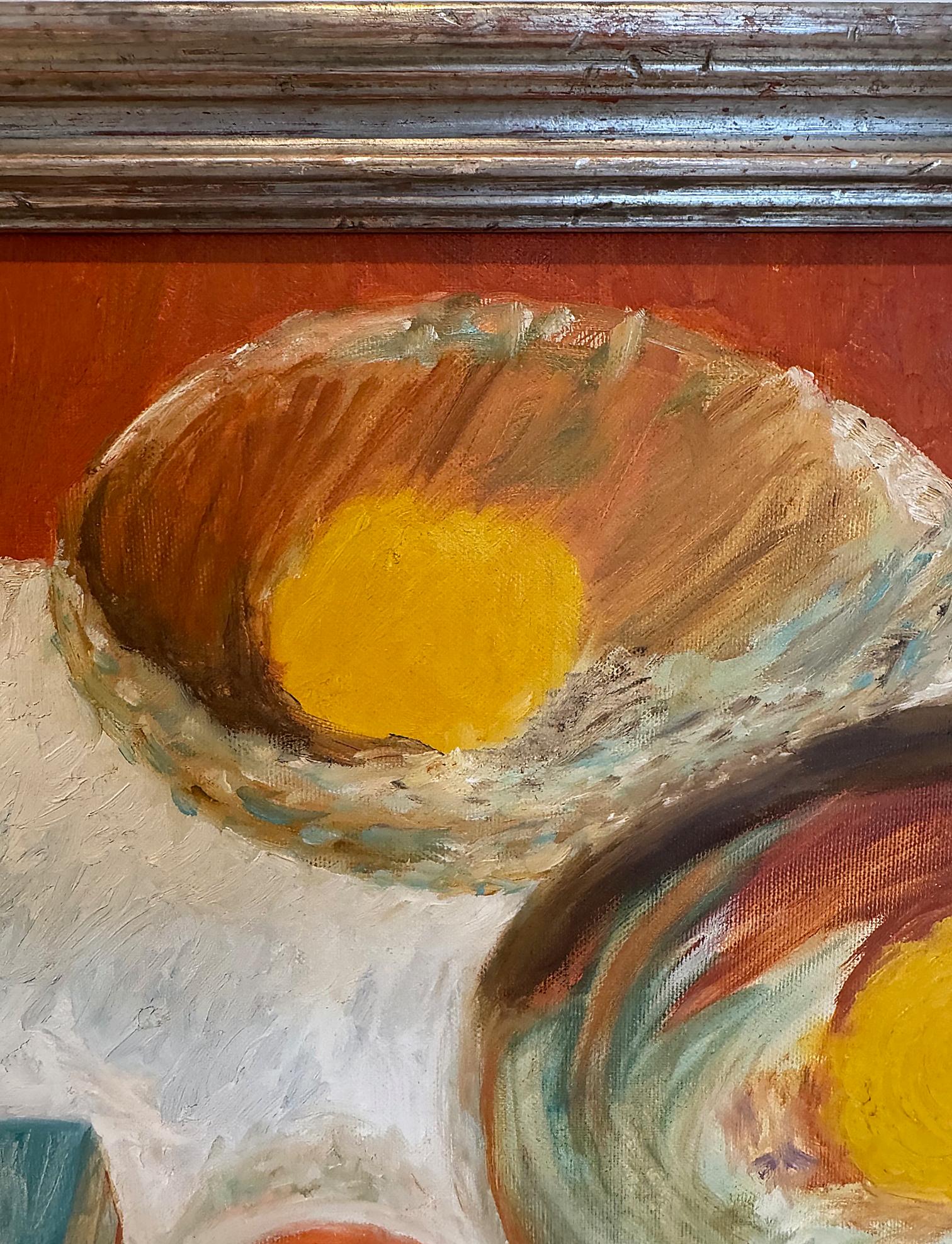 Französisches impressionistisches abstraktes Stillleben des Impressionismus von Farmor, 1974

Zum Verkauf angeboten wird ein signiertes 1974 abstrakte Französisch impressionistischen Tisch-Landschaft Stillleben Malerei unterzeichnet Farmor. Das