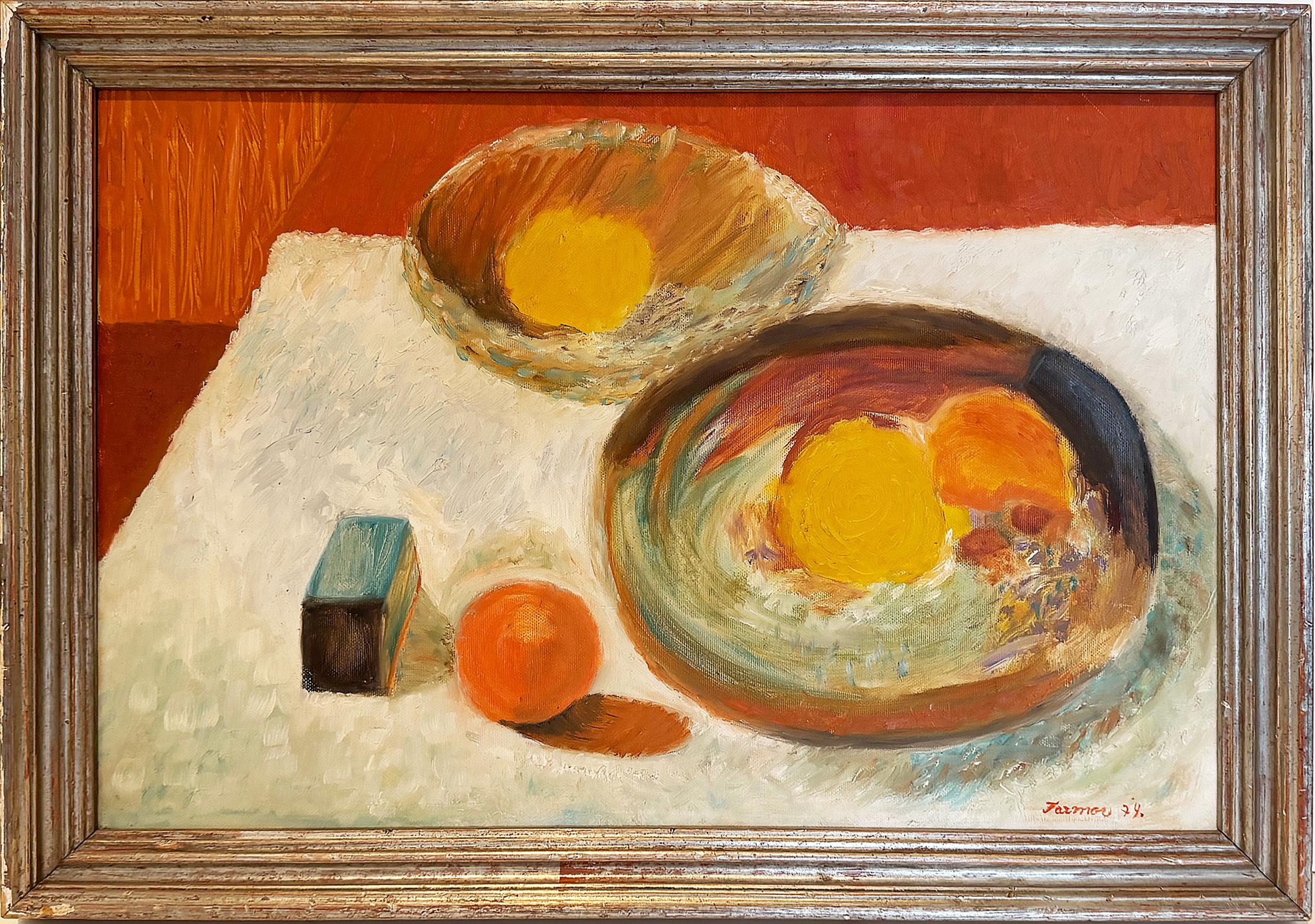 Französisches impressionistisches abstraktes Stillleben des Impressionismus von Farmor, 1974 im Angebot 1