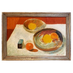1974 French Impressionist Abstract Still-life Painting by Farmor
