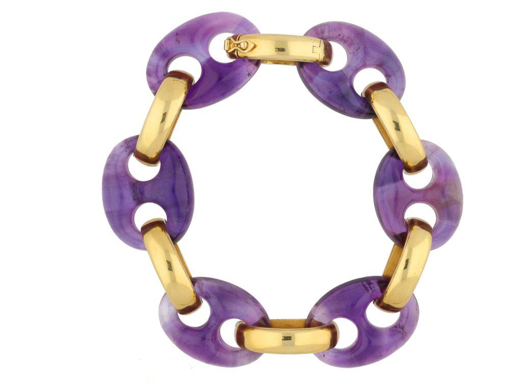 Bead 1974 Garrard & Co. Amethyst Gold Bracelet For Sale
