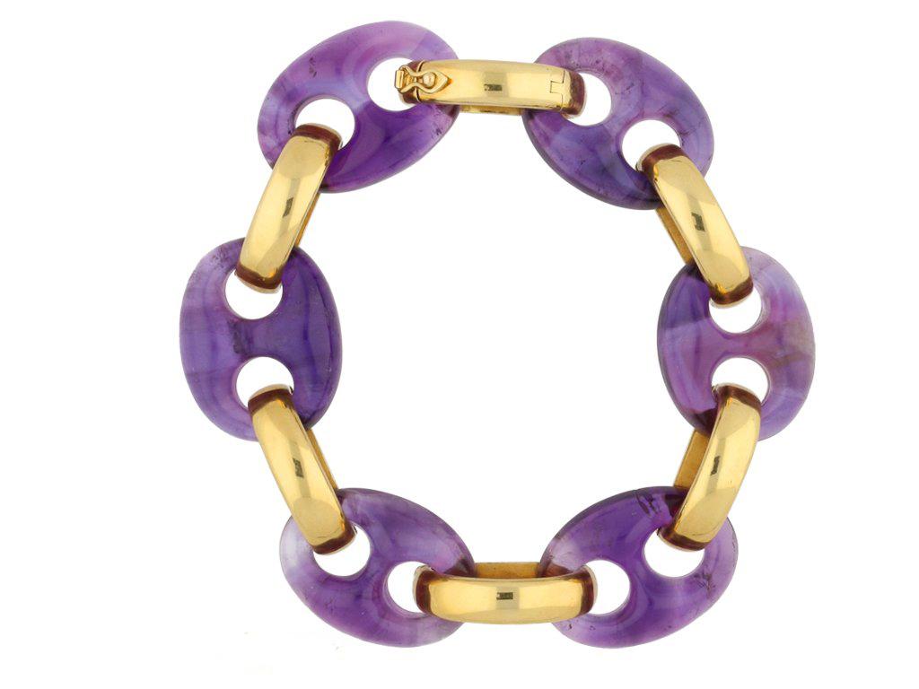 Bead 1974 Garrard & Co. Amethyst Gold Bracelet  For Sale