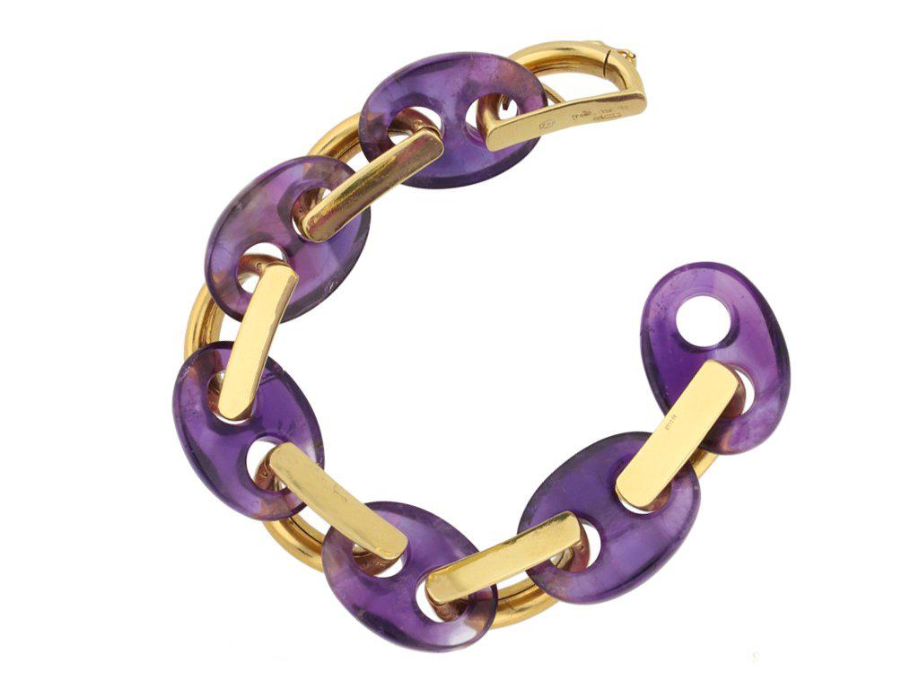 1974 Garrard & Co. Amethyst Gold Bracelet In Good Condition For Sale In London, GB