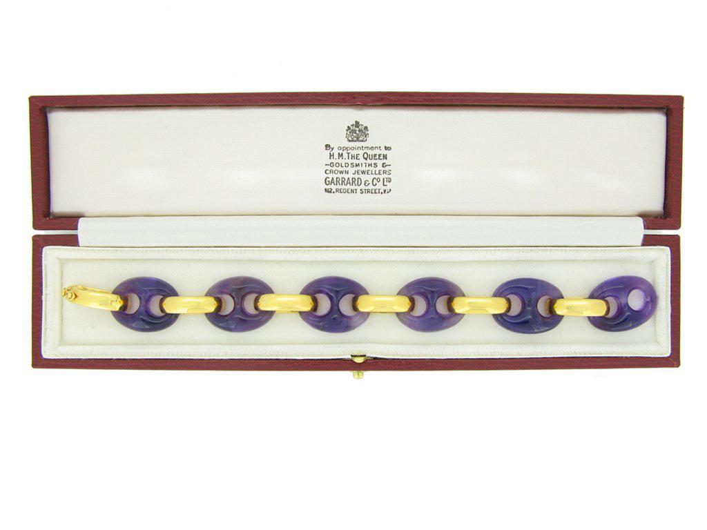 Women's or Men's 1974 Garrard & Co. Amethyst Gold Bracelet  For Sale