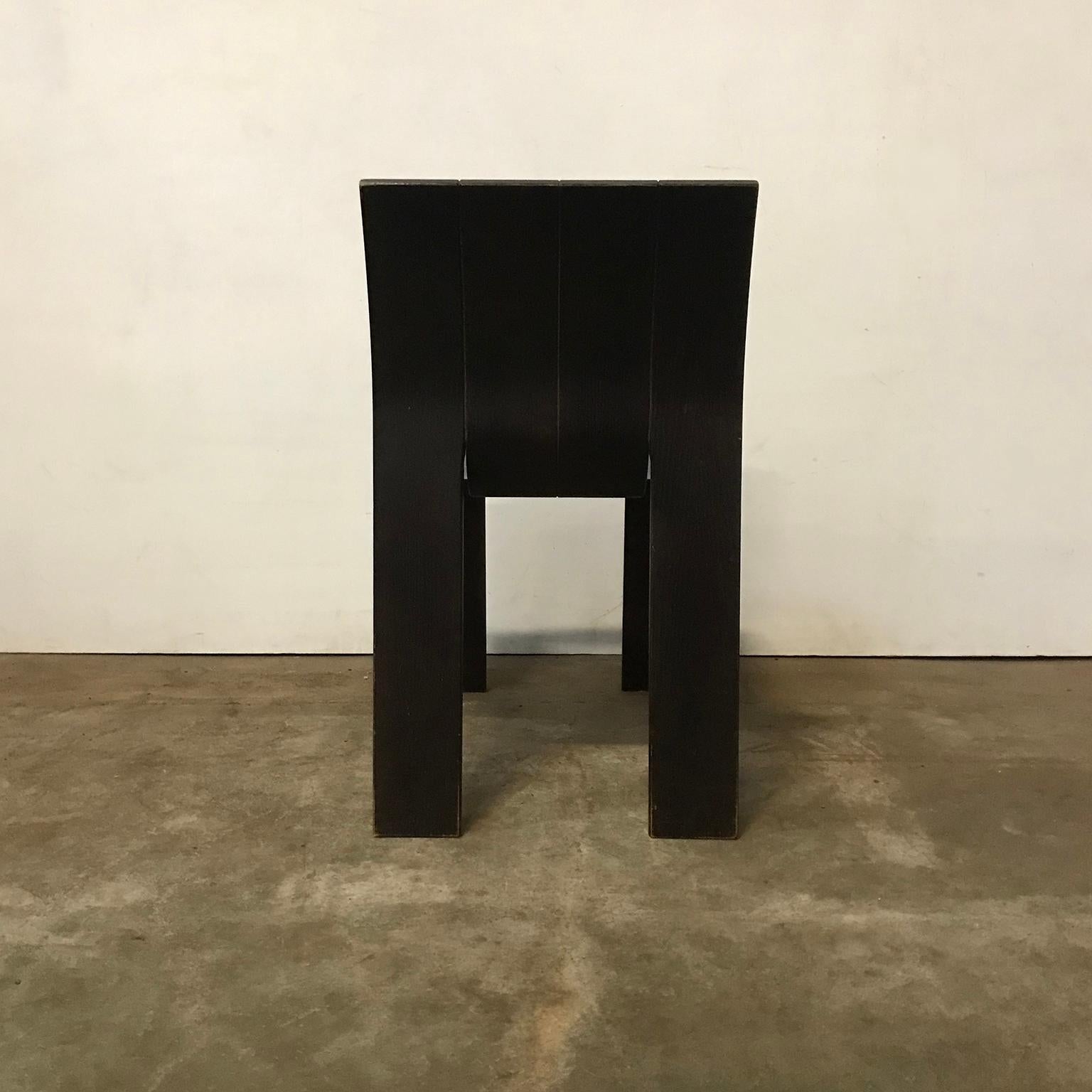 1974, Gijs Bakker, Castelijn, Brown Varnished Stackable Bended Wood Strip Chairs 2