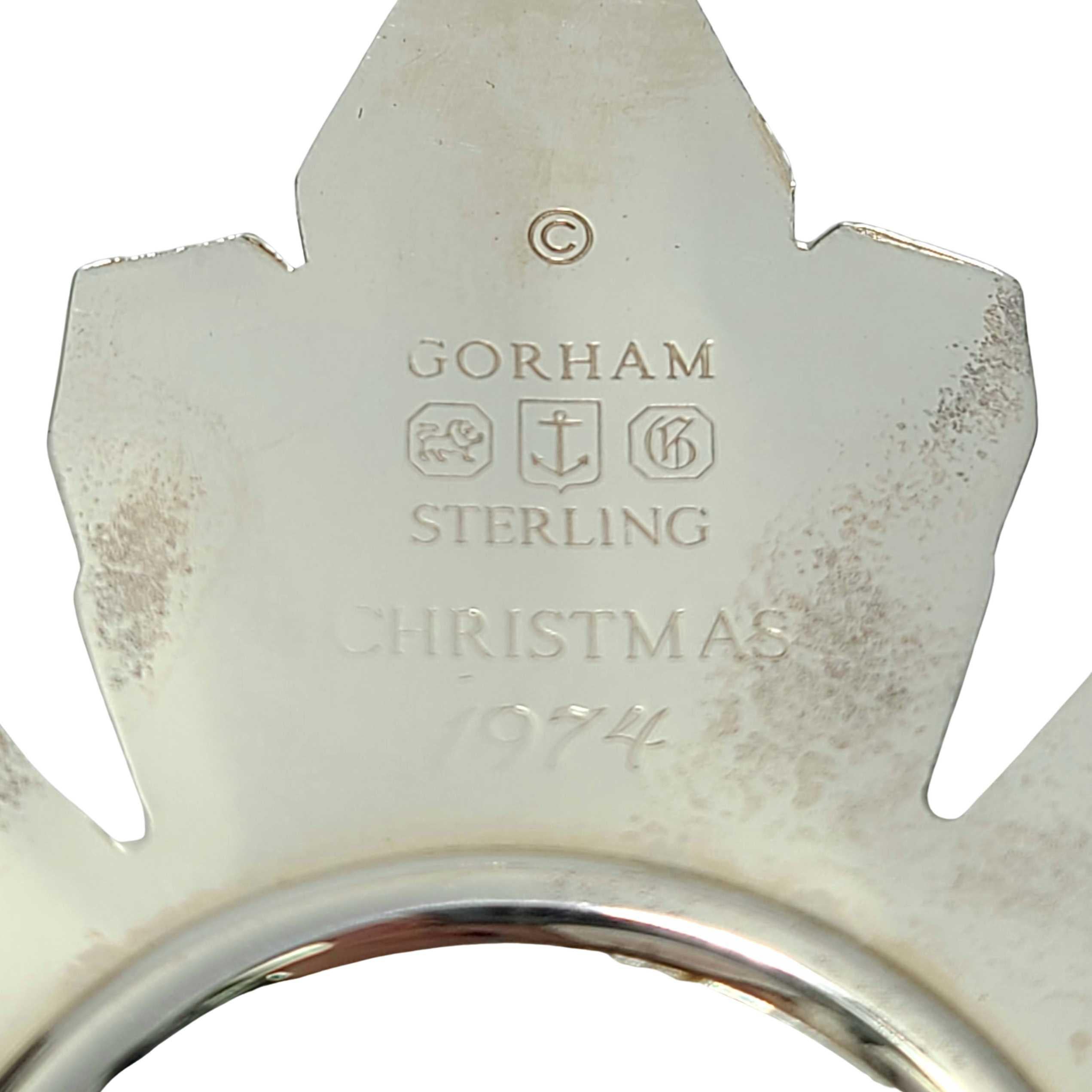Late 20th Century 1974 Gorham Sterling Silver Snowflake Ornament