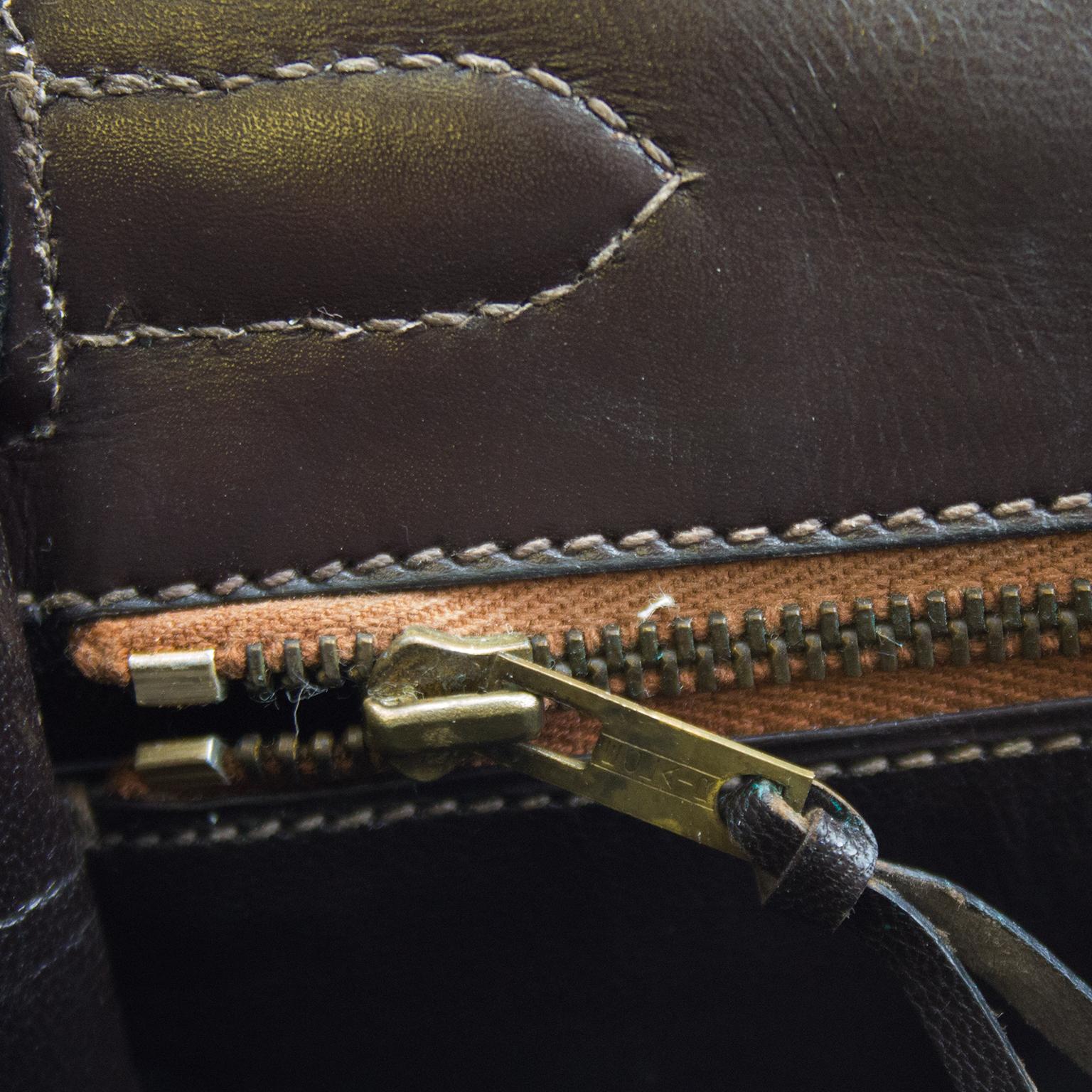1974 Hermes 32cm Kelly Bag in Dark Brown Box Leather 1