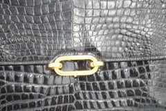 1974 Hermes Fonsbelle Black Crocodile Purse / Bag