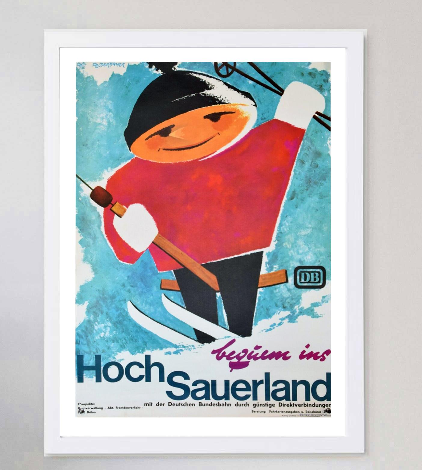 1974 Hochsauerland Ski - DB Railway Original Vintage Poster  In Good Condition For Sale In Winchester, GB
