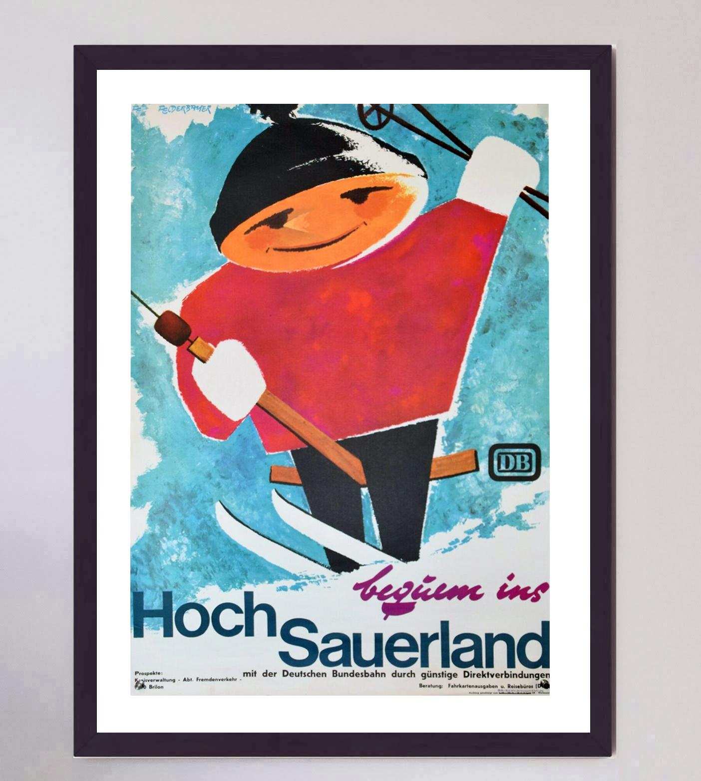 Late 20th Century 1974 Hochsauerland Ski - DB Railway Original Vintage Poster  For Sale