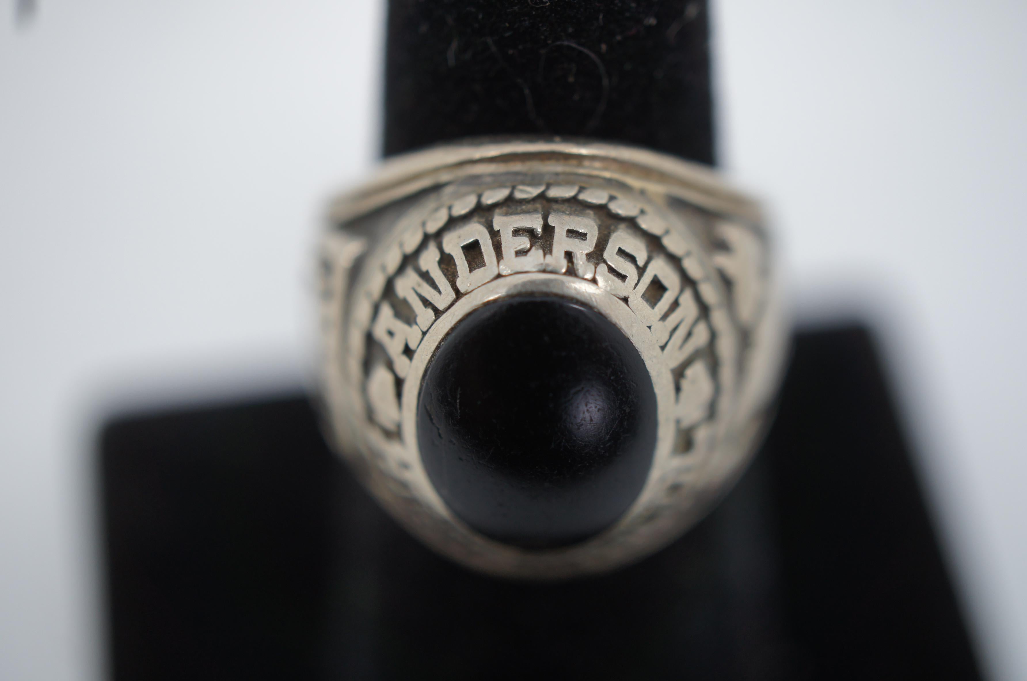 1974 Jostens 10k White Gold 15.5g Class Ring Anderson HS Arrowhead For Sale 1