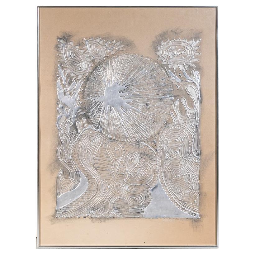 1974 Mid Century Mixed Media Metallic Art By Joel Zaretsky (Am.b. 1938-2022) For Sale