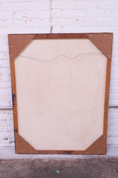 1974 Mixed-Media Acrylic and Raffia Abstract on Canvas Signed Rohan