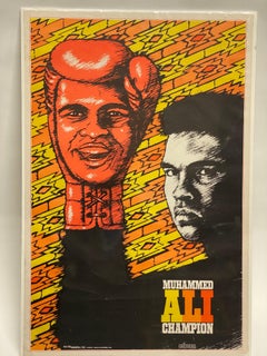1974 Muhammed Ali Champion Black Light Poster