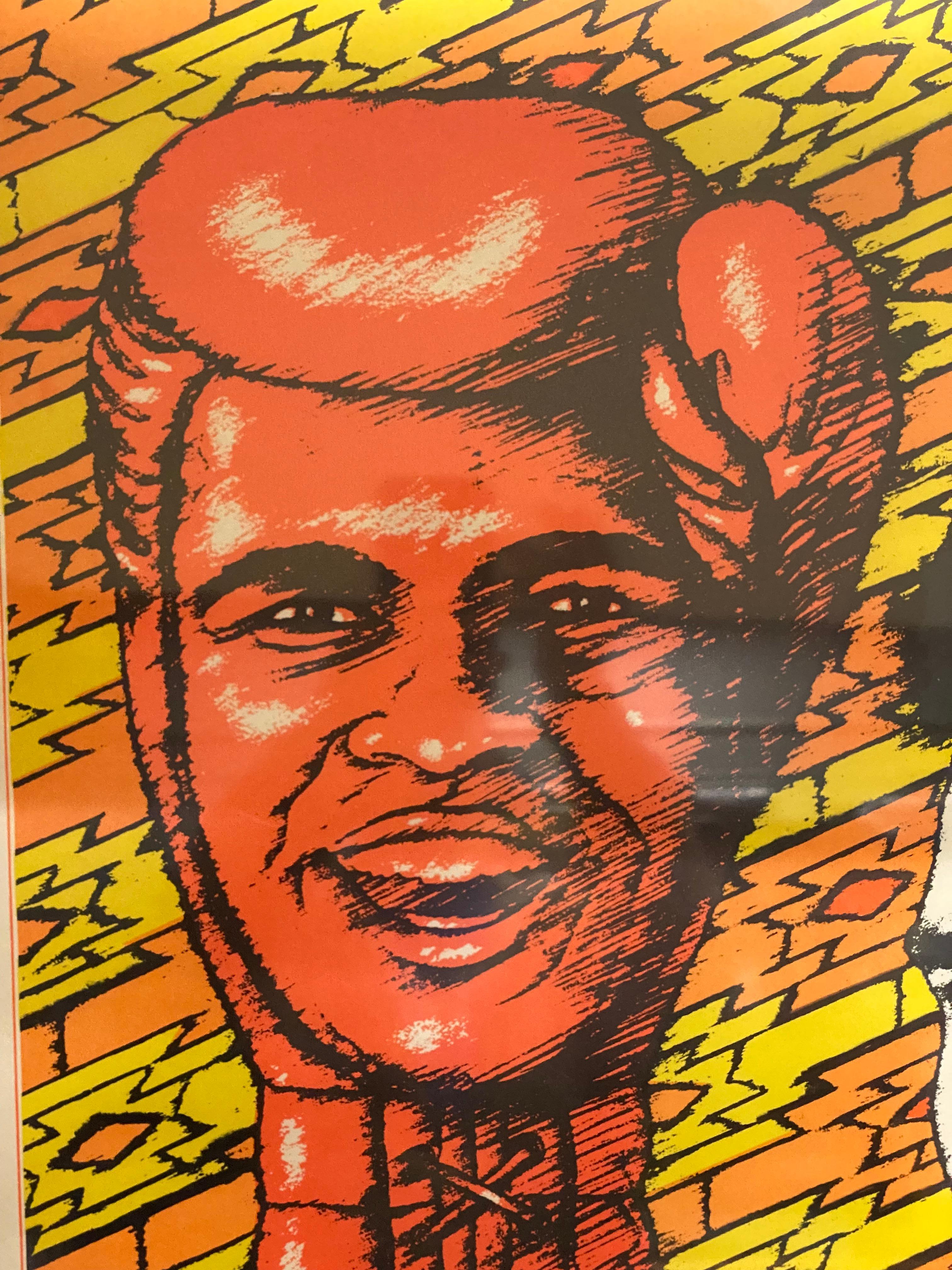 Post-Modern 1974 Muhammed Ali Champion Black Light Poster For Sale
