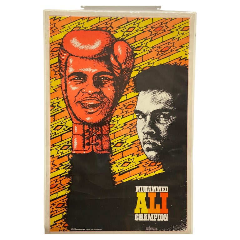 1974 Muhammed Ali Champion Black Light Poster For Sale