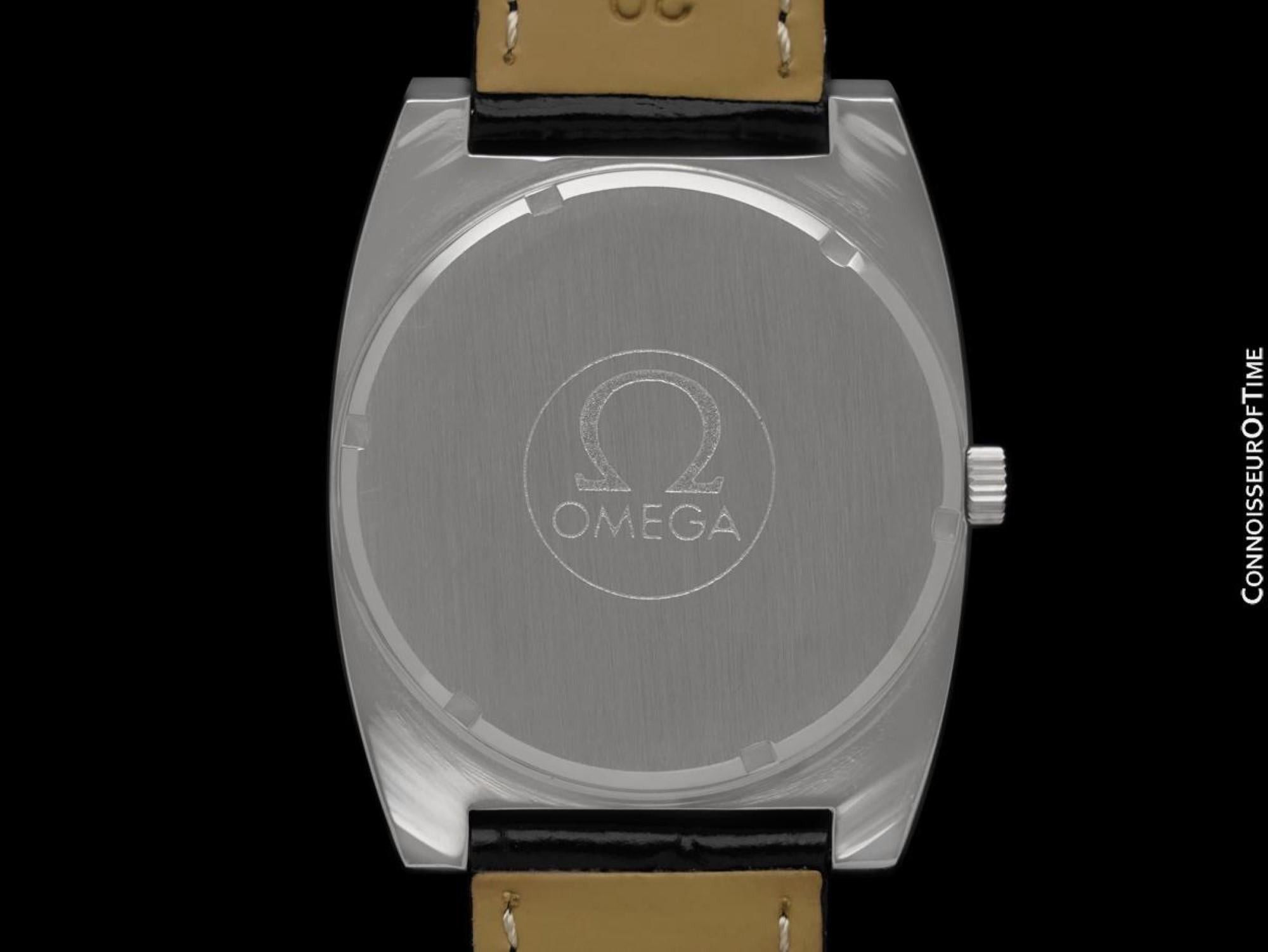 1974 Omega Geneve Vintage Mens TV Shaped Watch with Porsche Red Vignette Dial 2