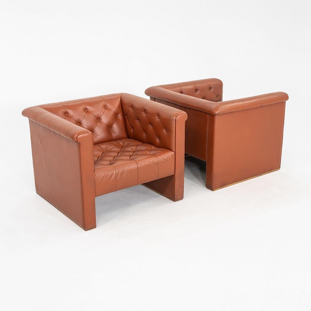 Paar Nicos Zographos CH.33 Clubsessel aus cognacfarbenem Leder, 1974 (Moderne) im Angebot