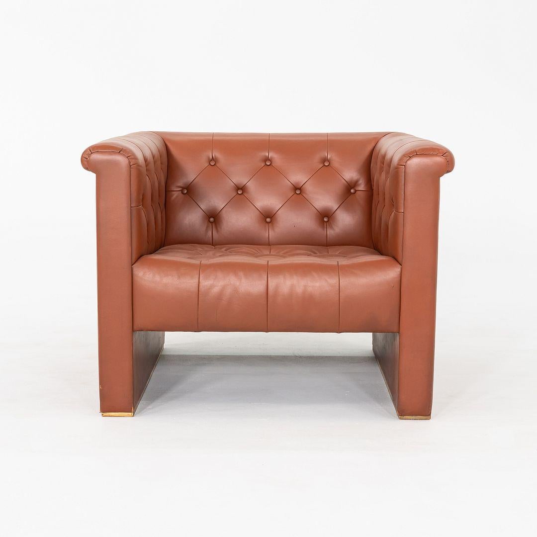 Paar Nicos Zographos CH.33 Clubsessel aus cognacfarbenem Leder, 1974 (amerikanisch) im Angebot