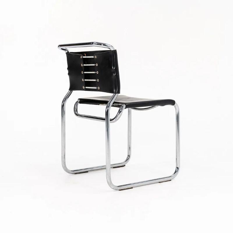 Modern 1974 Set of 8 Nicos Zographos CH66 Cantilever Dining Chairs in Black Leather For Sale