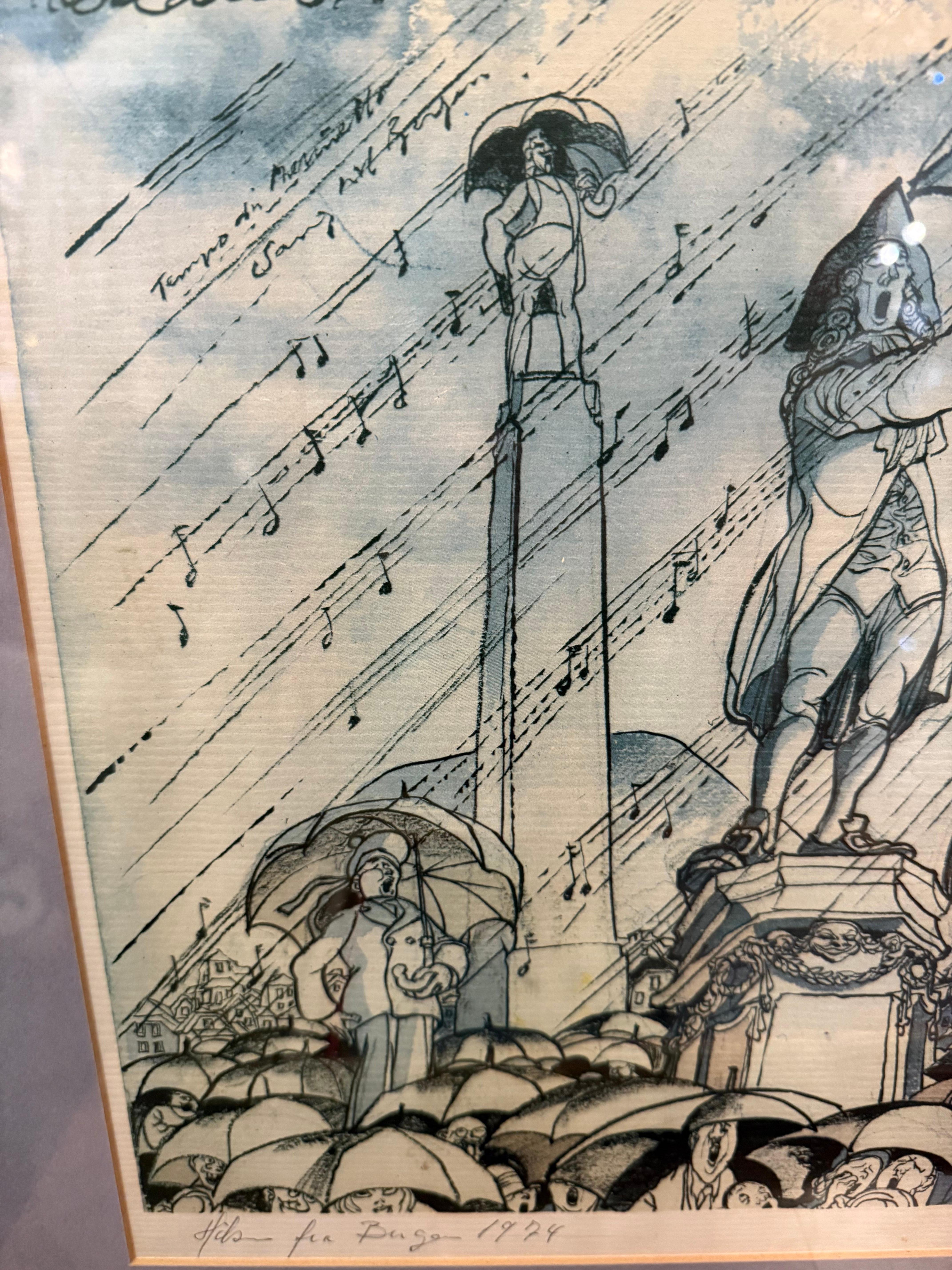 1974 Signed Kingdom of Music Wall Art In Excellent Condition For Sale In Pasadena, CA