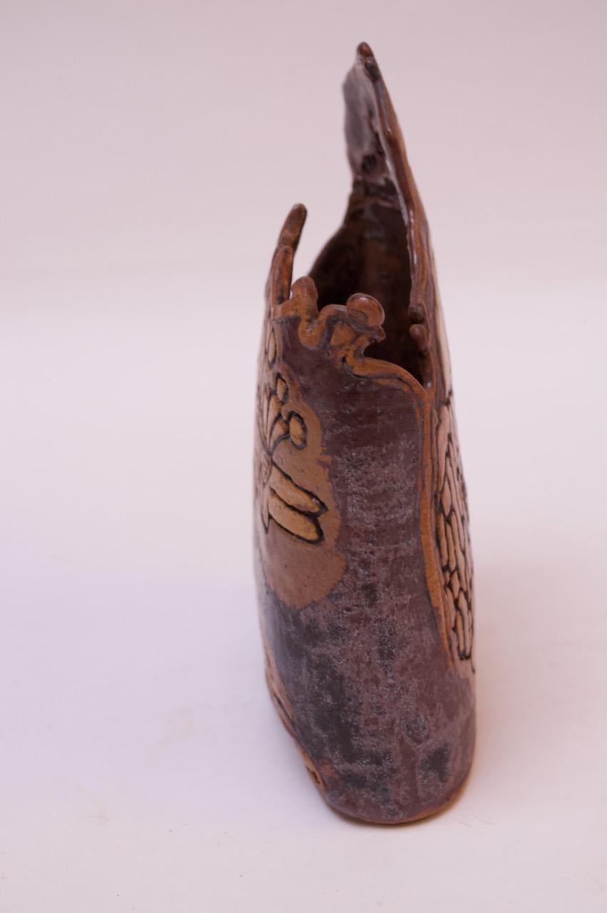 Vase abstrait en grès signé Pollack, Studio Stoneware, 1974 Bon état - En vente à Brooklyn, NY