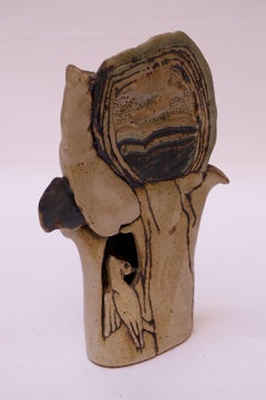 1974 Studio Stoneware "Bird in Tree" Sculpture Signed Pollack