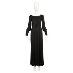 1974 YVES SAINT LAURENT black jersey RUNWAY gown with soutache trim