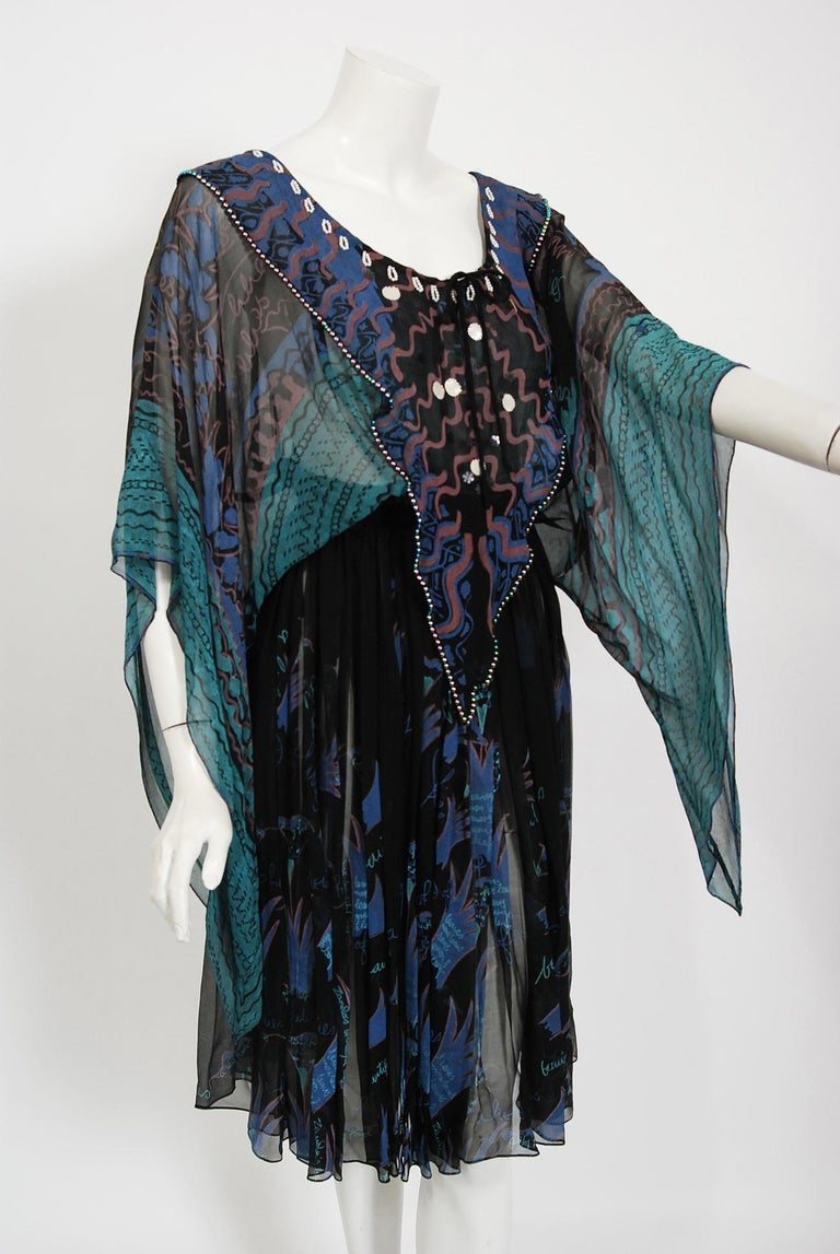 Vintage 1974 Zandra Rhodes Field Of Lilies Hand-Painted Silk Angel ...