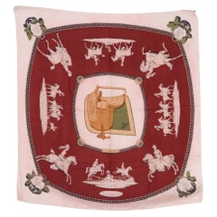Sciarpa di seta Hermes Bordeaux Les Amazones di Philippe Ledoux del 1974, molto rara