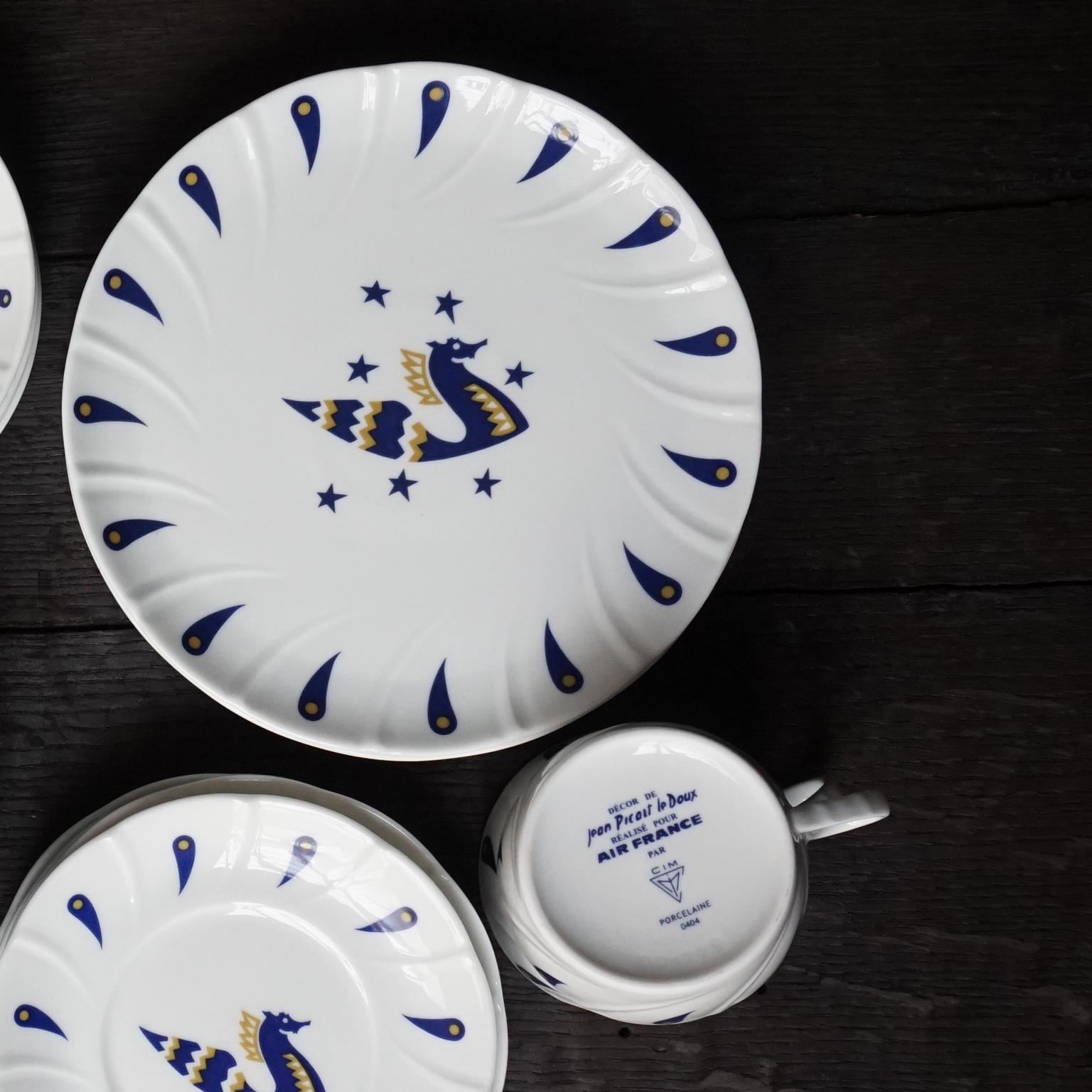 French 1975 Air France Concorde & Presidential Flight Porcelain Set Jean Picart Le Doux