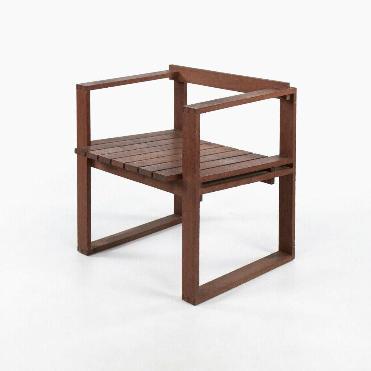 Listed for sale is a very rare Bodil Kjaer for CI Designs teak slat-seat chair. There are a few notable details to mention. First off, vintage Bodil Kjaer furniture is unbelievably rare and only recently have manufacturers such as Fritz Hansen begun
