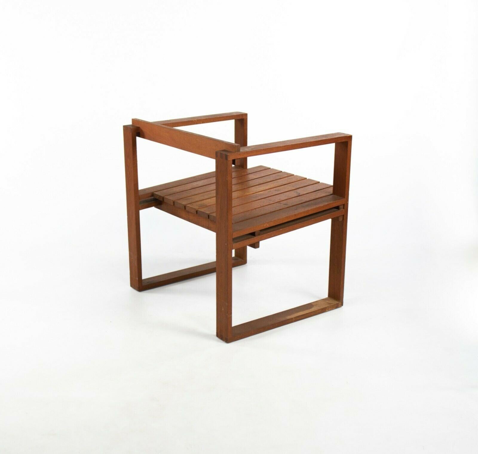 Modern 1975 Bodil Kjaer for CI Designs Rare Teak Slat Seat Arm Chair For Sale