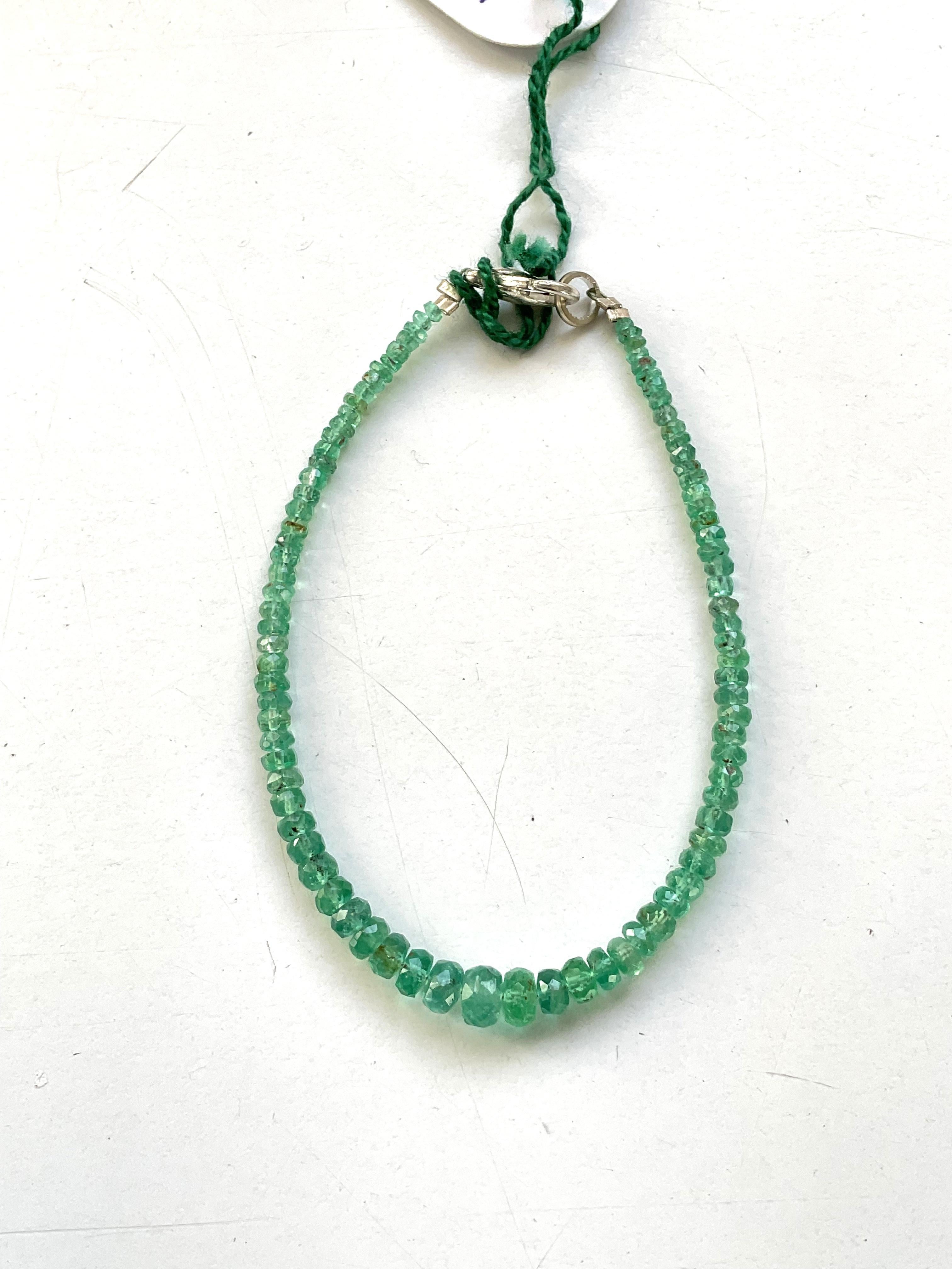 19,75 Karat Panjshir Smaragd Facettierte Perlen Armbänder Schmuck Natürlicher Edelstein (Art déco) im Angebot